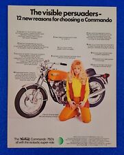 1971 NORTON COMMANDO 750cc MOTORCYCLE ORIGINAL COLOR PRINT AD (LOT ORANGE S24) picture