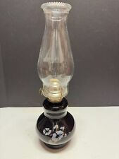 Vintage Kaadan Black Oil Lamp W/White Rose 14.5” Excellent picture