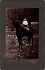 Antique Cabinet Photo Cute Young Boy on Horseback c 1890s picture