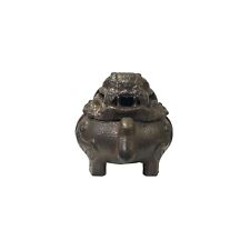 Rustic Iron Mixed Metal Lion Head Lid Ding Incense Holder Display Figure ws3540 picture