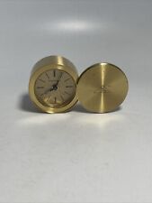 VTG Tiffany & Co Small Round Travel Alarm Clock Quartz Solid Brass Swiss Made picture