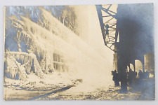 Velox 1907-1917 RPPC Firemen Extinguishing Fire Near Train Tracks Photo Postcard picture