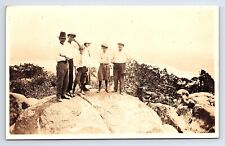 Postcard RPPC Men at Boy Scout Trail Marker, Lawton Oklahoma Mt. Scott OK picture