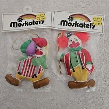 Two NOS Vintage Moskatel's Clown Christmas Ornaments In Package picture