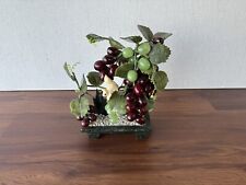 Antique Asian Jade and Stone Grape Vine Bonsai Tree and squirrel. Handmade picture
