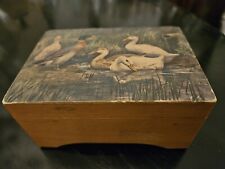Vintage Wooden Music Box Playing Brahms Lullaby  