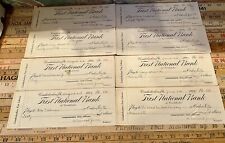 8 Sequential (#155-162) 1909 Antique Cancelled Checks - First National Bank  picture