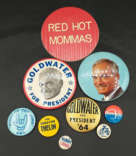 Lot of 9 Vintage Buttons Pins Pinbacks Mostly Political picture