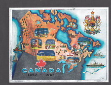 CANADA 1867-1967 LOVELY L. CORTE COLOR MAP ON SILVER BACK-GROUND picture