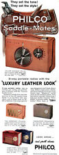 Philco Saddle Mates 3-Way Portable Radios SILVER SADDLE Leather Look 1957 Ad picture