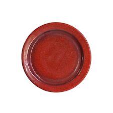 Simple Plain Solid Brick Red Glaze Porcelain Round Plate Display Art ws3363 picture