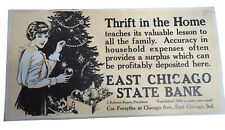EAST CHICAGO STATE BANK XMAS LADY 1920S TROLLEY CARD PAPER SIGN RARE AD ANTIQUE picture