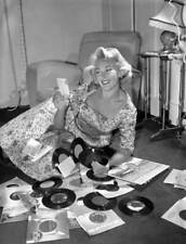 Singer Carole Carr takes over as disc jockey radio programme l - 1959 Old Photo picture