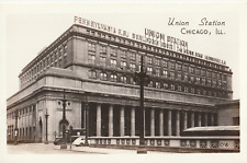 Vintage Postcard Union Station Chicago, Illinois Black & White Photo Unposted picture