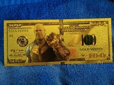 24k Gold Foil Plated Thanos Marvel Banknote Collectible picture