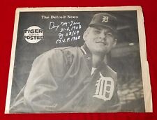 1968 Detroit Newspaper DENNY McLAIN SIGNED ball Poster WS TIGERS Team 60s vtg picture