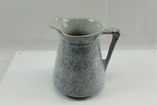 Vintage Ceramic Spongware Water Pitcher With Handle Blue Coloring USA 3051 picture