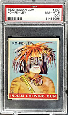 1933 R73 Goudey Indian Gum Card - #147 - KO-PE-LEY - Series 216 - PSA 8 - NM-MT picture
