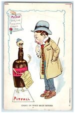 Prohibition Postcard Whiskey Bottle Skull Pitfall Crime Dissipation c1905 picture