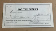 1935 paper Dog Tax Receipt from Cochrane Alberta Canada - Wm Andison $2 picture