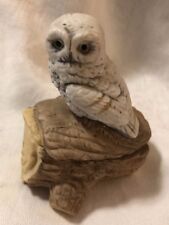 Vintage Norcrest Owl Trinket Dish Lidded Owl Label Log Figure Gift Taiwan picture