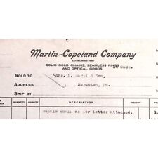 1922 MARTIN-COPELAND COMPANY PROVIDENCE R.I. GOLD CHAINS BILLHEAD INVOICE Z129 picture