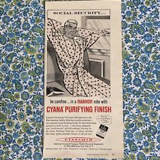 Vintage 1959 Cyana By Cyanamid Fabric Treatment Print Ad Rabhor Robe picture