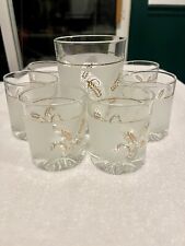 Vintage MCM Devalbor Covetro Gold Wheat Frosted Rocks Tumblers Ice Bucket Italy picture