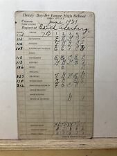 1931 Henry Snyder Junior High School Report Card Jersey City NJ Vtg picture