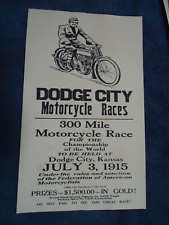 1915 DODGE CITY KANSAS MOTORCYCLE RACES POSTER picture