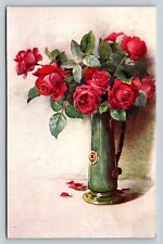 c1913 Vase w/ Flower Roses Art RAPHAEL TUCK & Sons OILETTE ANTIQUE Postcard picture
