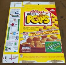 1992 Kellogg's Corn Pops empty cereal box, Free Soccer Game Offer, USA Olympics  picture