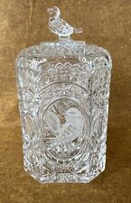 Hofbauer Byrdes Biscuit Barrel Jar & Lid Bird Finial Vintage Crystal Germany picture