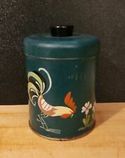 1 Vintage Ransburg Canister Painted Rooster Mid Century Green 5.25” Tall picture