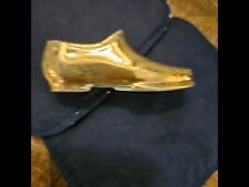  Vintage Glossy Gold Painted Porcelain Miniature Man's Shoe Made in Japan picture