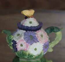 Daisey's miniature teapot with lid 1990's display flowers RARE dollhouse EUC picture