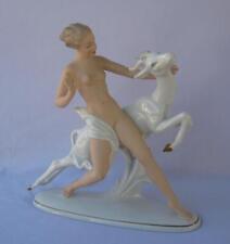 Rare Vintage Wallendorf Schaubach Porcelain Nude Girl with Rearing Gazelle picture
