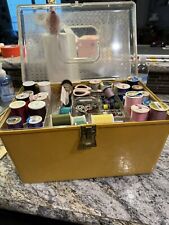 Vintage Wil-Hold Sewing Box Wilson Design Basket With Supplies 2 Trays picture