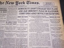 1930 SEPTEMBER 30 NEW YORK TIMES - DEMOCRATS ADOPT STRAIGHT WET PLANK - NT 4929 picture