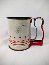 Vintage Sifter Androck Baking Handi-Sift Jr. Red White Tulip Tin Country Kitchen picture