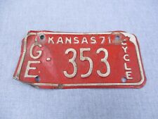 Ventage Motorcycle License Plate Kansas Red 1971 Biker Man Cave Wall Decor picture
