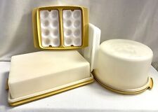 Lot Of Vintage Harvest Gold Tupperware Cake And Deviled Eggs Keeper picture