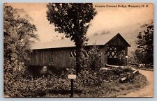 Lithograph Postcard; Coombs Covered Bridge, Westport NH Cheshire County picture