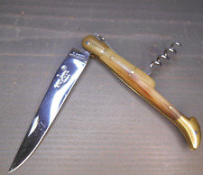 Vintage  LAGUIOLE ORIGINE GARANTIE  FOLDING POCKET KNIFE HORN HANDLE & CORKSCREW picture