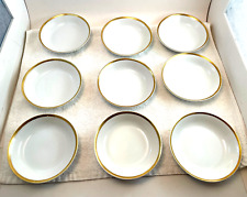 9 VTG H & Co German Bavaria Anniversary White Gold Trim Dessert Bowls 5.25