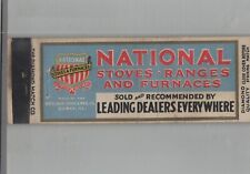 1930s Matchbook Cover Diamond Quality National Stoves & Ranges Quincy, IL picture
