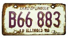 Vintage 1958 Illinois License Plate #B66-883 Rusty White Purple Land Of Lincoln picture