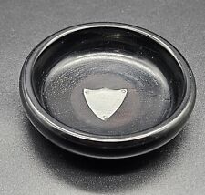 Antique  Ebony Jewelry or Trinket Dish w/h Inlaid Sterling Silver Shield UK/1917 picture