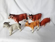 Vintage CREATIVE PLAYTHINGS Rubber Farm Animals Lot Bull, Cows, Sheep & Pig B69 picture