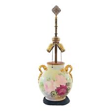 Vtg Jean Pouyat Limoges France Porcelain Table Lamp Rose Floral Hand Painted picture